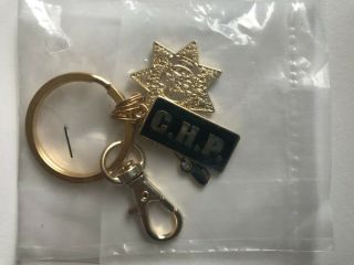California Highway Patrol CHP Key Ring keychain CA state police w/ 3 charms 3