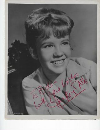 Vintage Black And White Autographed Photo Hayley Mills