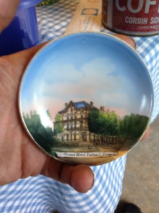 B R Kline Colfax Iowa Real Photo On China Plate 3.  75 " Grand Hotel Ia 1900 