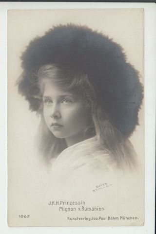 Princess Marie / Mignon Of Romania Rare Portrait Photo