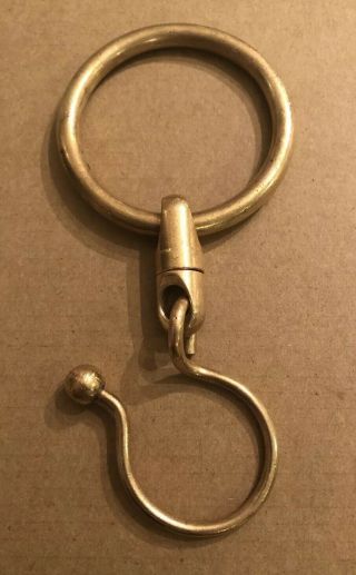 Vintage Solid Brass Large Key Chain Jailers Ring Llavero Of California 1970 - 80’s