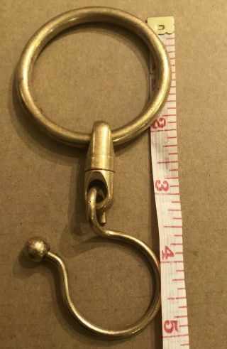Vintage Solid Brass Large Key Chain Jailers Ring Llavero of California 1970 - 80’s 6