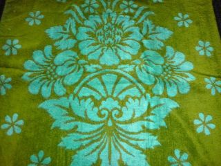 3 Pc Set Vtg St Marys Sculpted Turquoise & Avocado Green Towels Bath Hand Wash