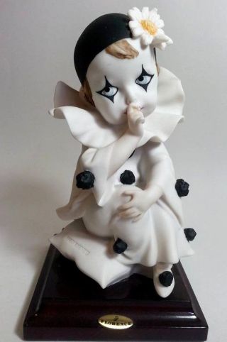 Giuseppe Armani Figurine 750p " Pierrot Sucking Finger " Signed Made In Italy