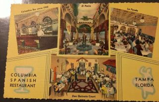 Tampa Fl Columbia Spanish Bar Restaurant Deckle Edge Vintage Postcard El Patio
