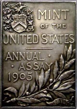 1905 Teddy Roosevelt Silver US Assay Commission Medal Plaque 2