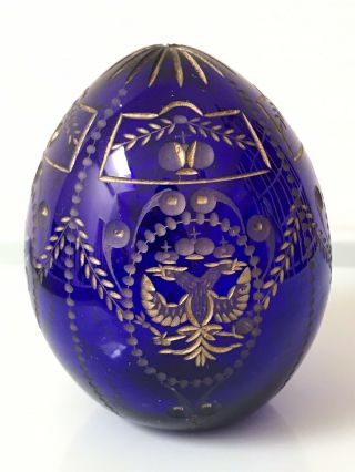 Anastasia Cobalt Cut Glass Russian Faberge Egg
