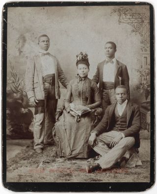 Large 1880s Black Family Cabinet Card Photo African American Possibly Elks " X10 "