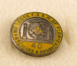 Masonic - F & A M Grand Lodge Florida 40 Years Pin