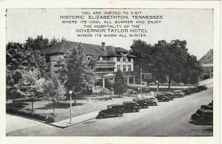 C.  1930 Gov.  Taylor Hotel Postcard Elizabethton,  Tn Tenn Tennessee Carter County