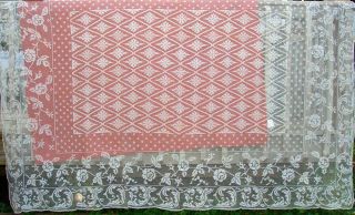 Vintage Quaker Lace Style Tablecloth Approximately 74 " X 100 "
