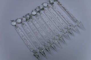 10pc Large Vintage Crystal Icicle Prisms For Lusters Lustres 9 1/2 "