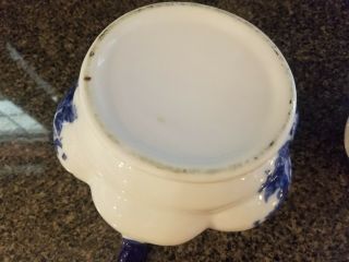 Vintage Blue and White Tea Pot Ceramic 7.  5 