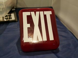 Vintage Ruby Red Glass Exit Sign Double sided Triangle Globe ceiling mount 3