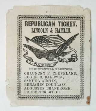 1860 Abraham Lincoln Illustrated Presidential Campaign Ballot From Connecticut