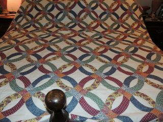 Hand Made Patchwork Quilt Blanket Cottage Queen 84 X 104 Light Wt,