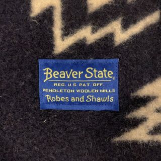 Pendleton Beaver State Aztec Navajo Blue Beige Wool Cotton Large Blanket Throw 2