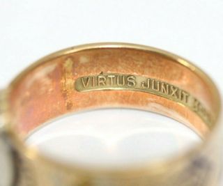 Vintage FRATERNAL,  MASONIC Mens 14K GOLD & Enamel Ring: Size 8.  5,  7.  1 Grams 6