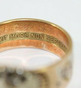 Vintage FRATERNAL,  MASONIC Mens 14K GOLD & Enamel Ring: Size 8.  5,  7.  1 Grams 7