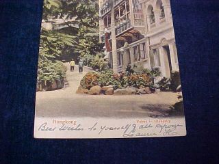 Orig Vintage Chinese China Postcard Hong Kong Palms in Gleneally Wuhu 1907 2