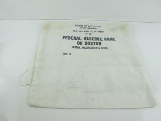 Vintage Federal Reserve Bank Of Boston Mass.  Muslin Cotton Coin Bag 29 " X 15 "