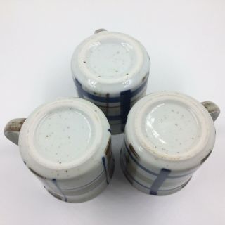 Vintage Otagiri mugs cups set of 3 plaid stoneware blue brown Japan 7