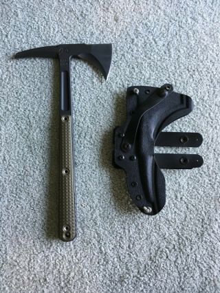Rmj Tactical Kestrel Tomahawk Od G10 Grip W/ Kydex Sheath