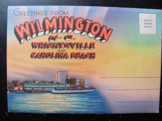 Wilmington/wrightsville & Carolina Beach Nc Foldout Vintage Postcard 18 Views