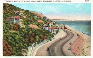 Casa Del Mar,  Santa Monica Hills,  Roosevelt Highway,  Ca,  Vintage Postcard G1515