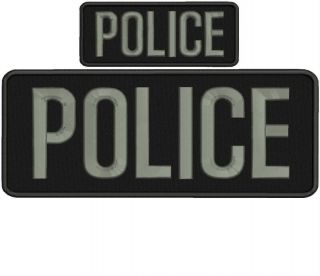 Police Embroidery Patch 4x10 And 2x5 Hook Grey Letters