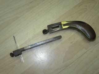 Antique D S English Newark NJ Brass & Rosewood leather slitter w/osborne cutter 3