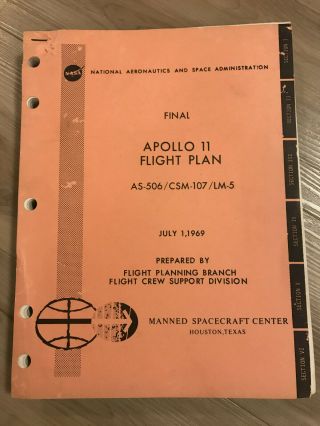 Apollo 11 As - 506 Final Flight Plan Saturn V Nasa 1st Moon Landing