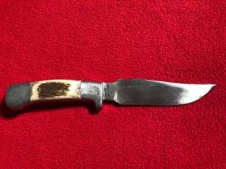 R.  H.  Ruana Bonner Montana M Stamp Bowie Style Hunting Knife W/ Sheath