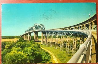 Vintage Postcard: Huey P.  Long Bridge 1960 Cancel