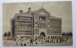 Sapulpa Oklahoma Woodlawn School Vintage Postcard 1913 Pc