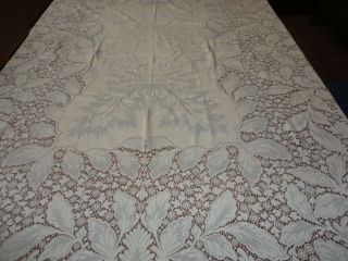 Vintage Quaker Lace Oblong Tablecloth,  62 " X 81 " Classic Ecru