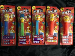 Retired Pez - 2003 Simpsons All 5 Characters Of Simpsons Family -