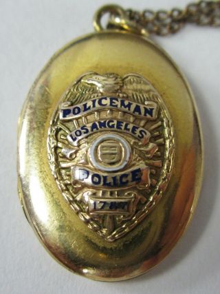 Los Angeles Police Shield Obsolete Locket Lapd 12k Gold Filled Theda 1930 - 40s