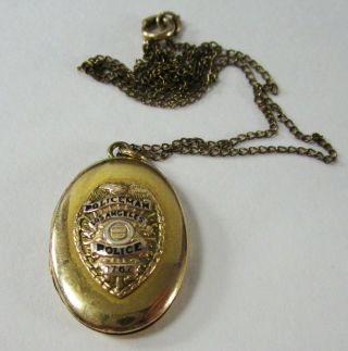 Los Angeles Police Shield Obsolete Locket LAPD 12K Gold Filled Theda 1930 - 40s 2