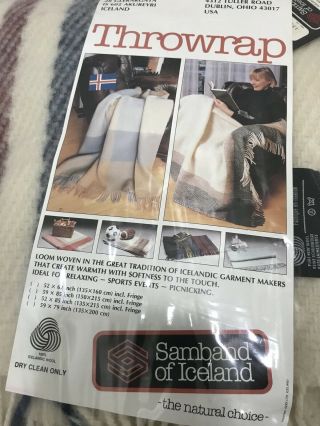 Samband Of Iceland 100 Wool Throwrap Blanket 52x62 Brown/Cream Red Blue EUC 2