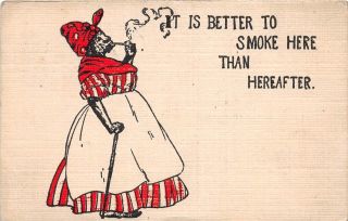 E18/ Black Americana Postcard 1907 Smoking Pipe Comic Woman 41