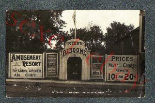 Falls City Neb Amusement Resort Airdome Circa 1911 Rppc Photo Postcard Grade 4 -