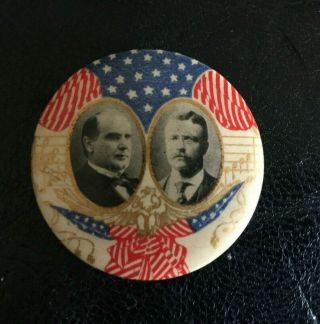 1900 1 1/2 " William Mckinley,  Roosevelt Button
