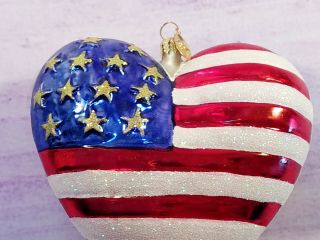 Christopher Radko Brave Heart Christmas Ornament Commemorating 9/11 Heart w/ Tag 3