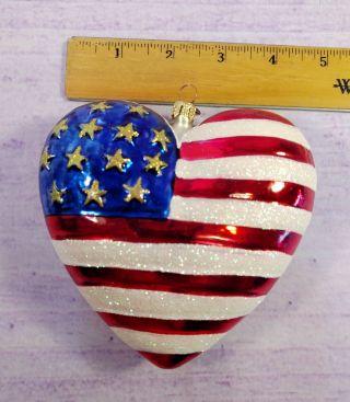 Christopher Radko Brave Heart Christmas Ornament Commemorating 9/11 Heart w/ Tag 5