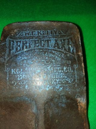 KELLY PERFECT AXE,  KELLY AXE MFG.  CO.  LOUISVILLE KY.  PAT.  MAY 7th,  APRIL 23rd,  1889 2