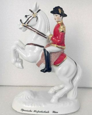 Figurine Horse With Rider,  Spanische Hofreitschule Wien 6 - 5/8 X 4 - 1/2 Porcelain