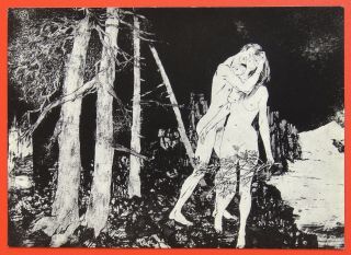 740190 Sigurd Winge Nude Couple Lovers Male Female Norway Art Russian Card 1967