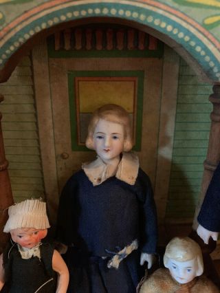 Antique German Bisque Dollhouse Family Mother Father Daughter And Nanny 1920 3