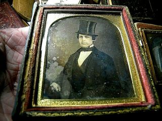 1/6 Plate Daguerreotype - Handsome Top Hat Man